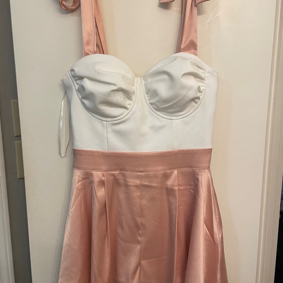 Blithe LA | Pants & Jumpsuits | Light Pink And White Tie Romper | Poshmark